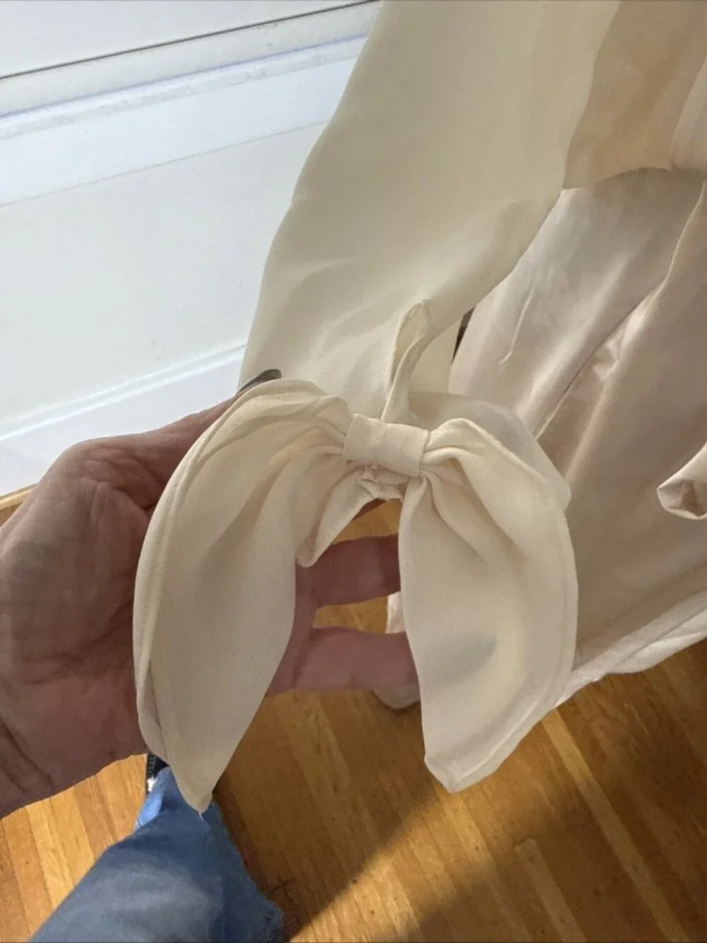 Vintage Victoria's Secret Cream Ivory Color Full Length Satin Wrap Robe  M/L